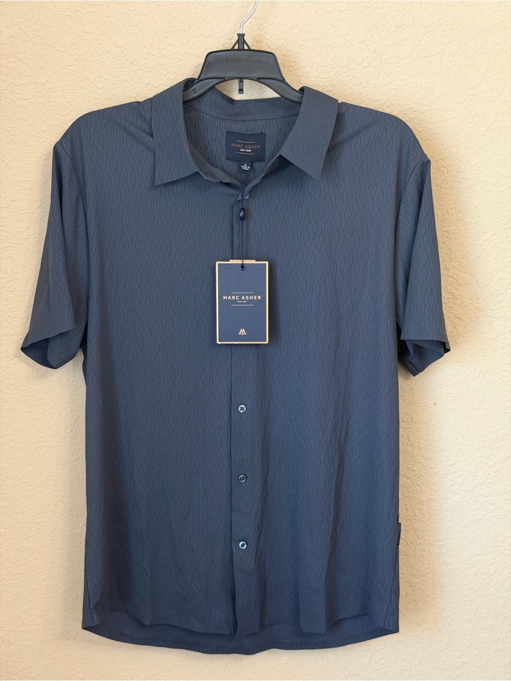 Marc Asher Men's Short-Sleeve Button Polo in Charcoal Gray